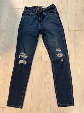 Levi's Dark Indigo Ripped Skinny Ankle Jeans